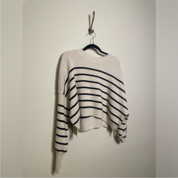 Free People Easy Street Stripe Crop Pullover in Pearl Combo - Picture 5 of 7